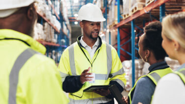 logistics planning people with tablet warehouse supply chain stock inspection update dropshipping meeting work with tech by shelf inventory export operation