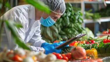 food safety inspector stock photo