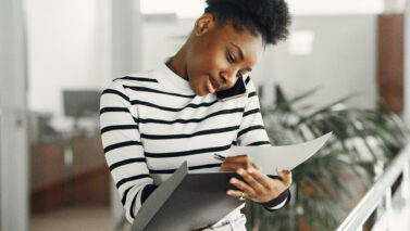 woman with mobile phone lady with documents